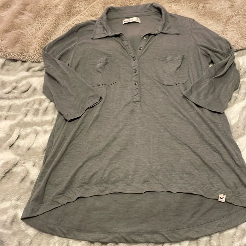 Gray Button Top